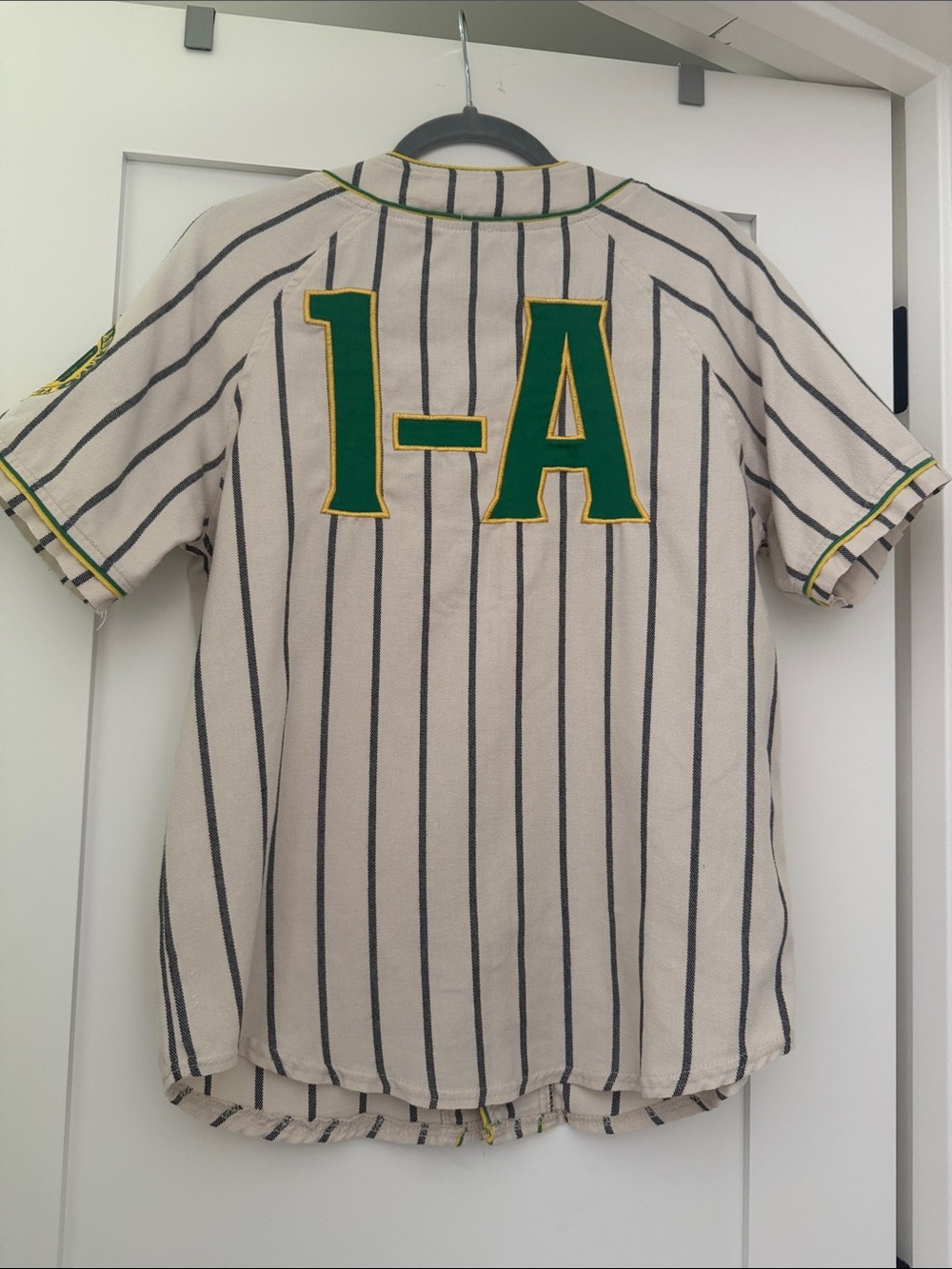 U.A. High Baseball Jersey - Cream with Yellow & Green Lettering - Picture 4 of 5